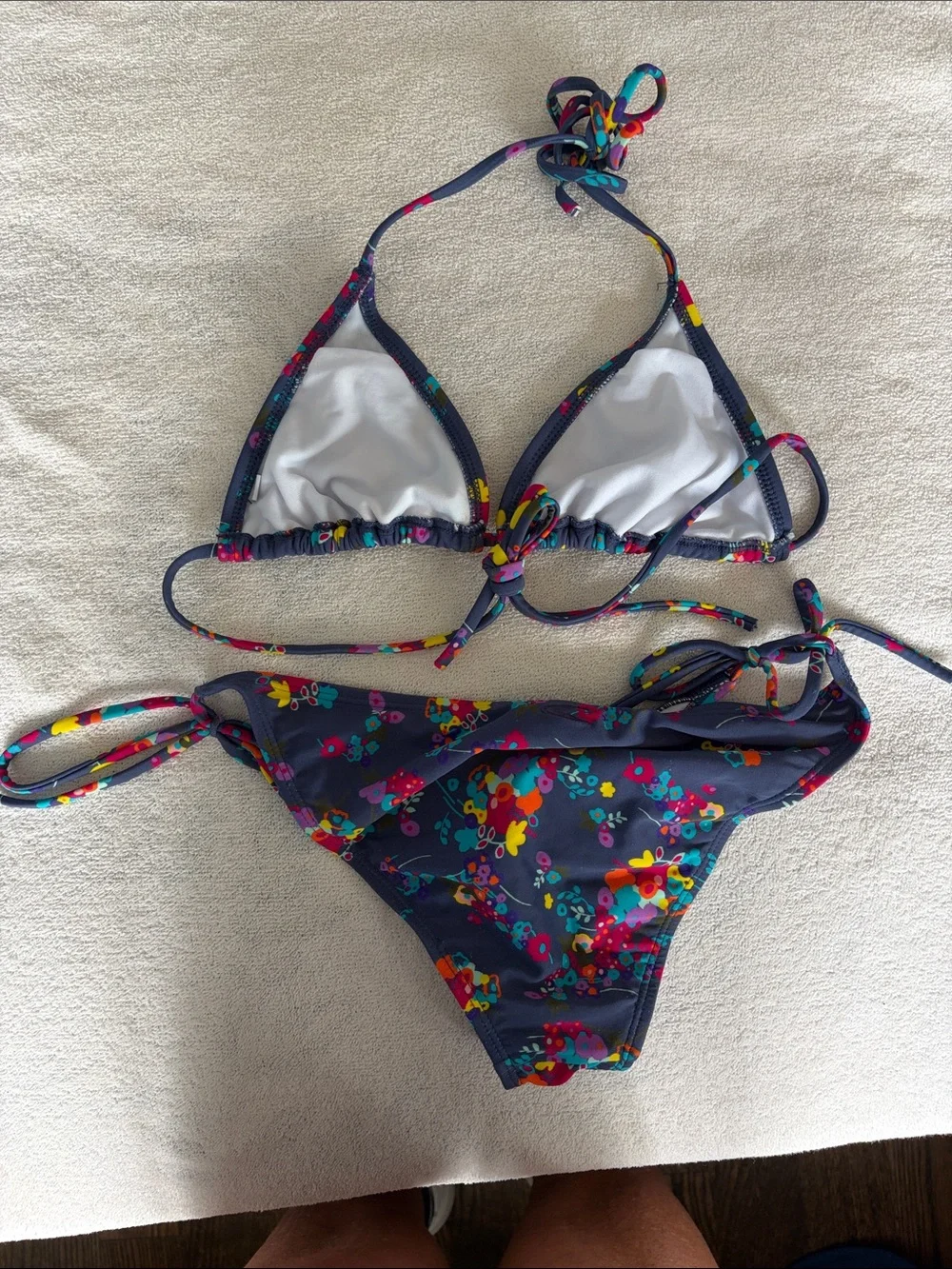 O'Neill Navy Floral Tie-Side Bikini with Bright Multicolor Flowers